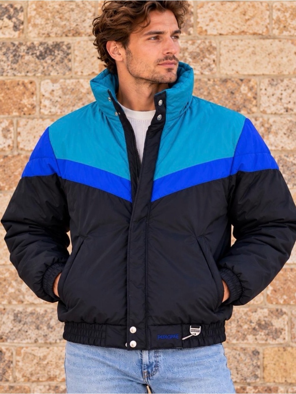 Vintage Pedigree 80s 90s Colorblock Puffer Ski Jacket Men’s S/M